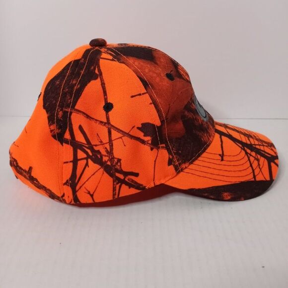 Mossy Oak Hunting Logo Safety Orange Branch Pattern Adjustable Outdoor Cap - Picture 4 of 8